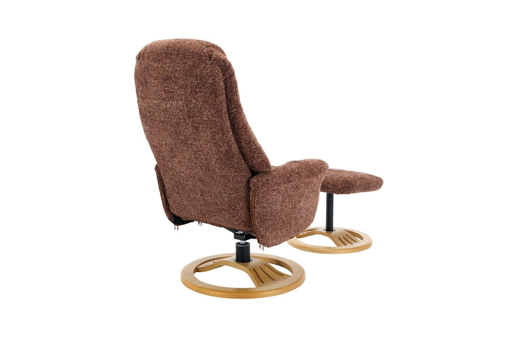 Copperblush Fabric Swivel Recliner Chair With Footstool