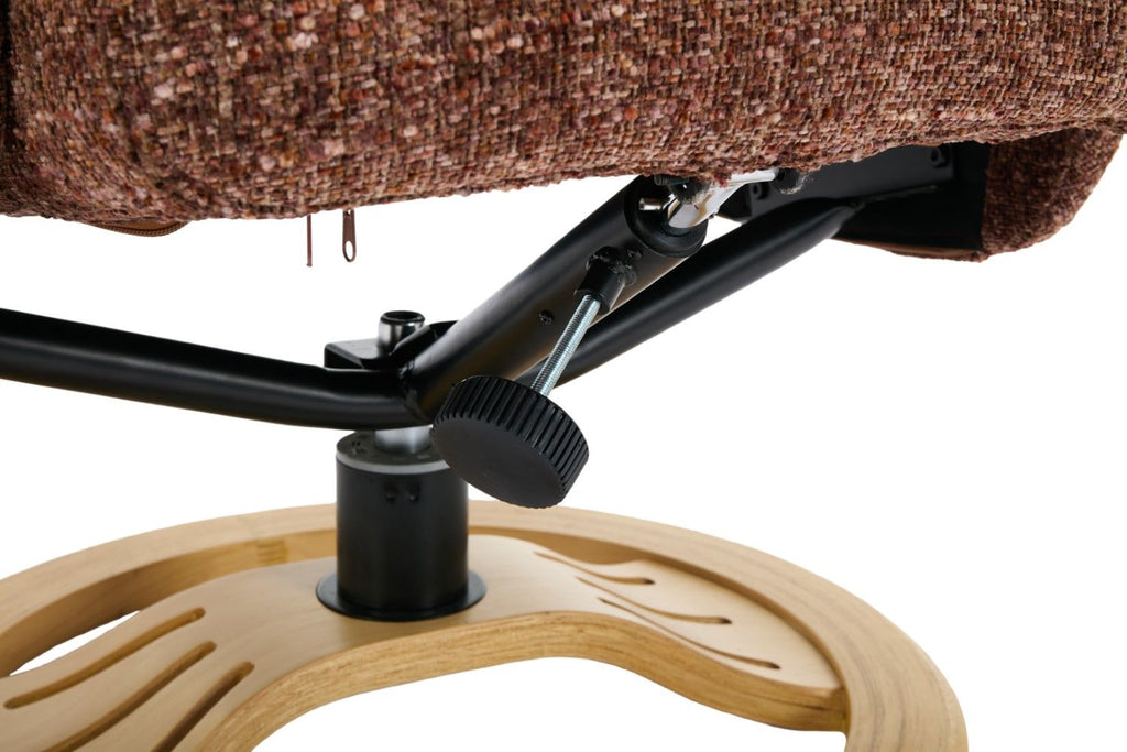 Copperblush Fabric Swivel Recliner Chair With Footstool