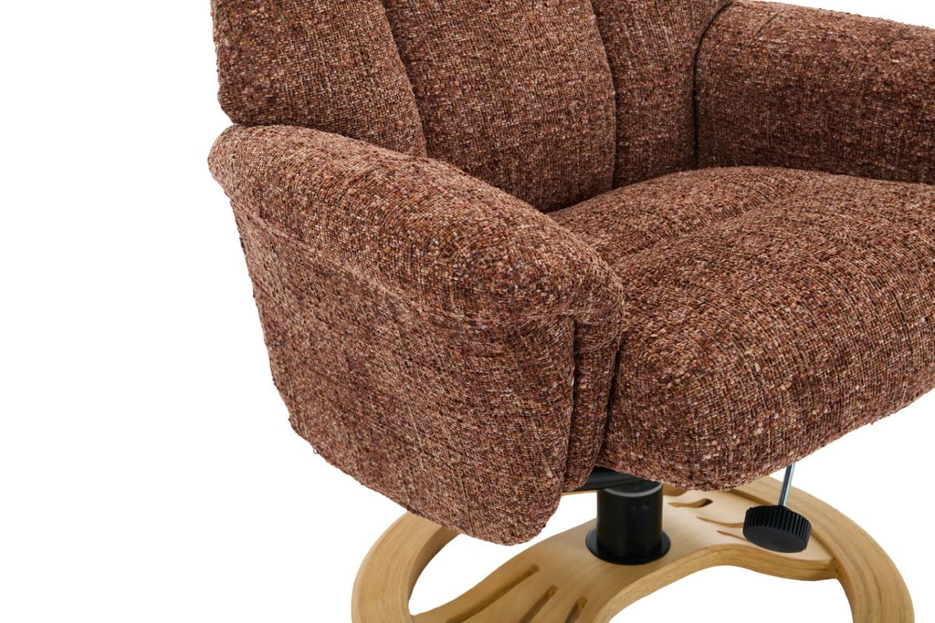 Copperblush Fabric Swivel Recliner Chair With Footstool