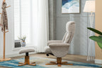 Cream Fabric Swivel Recliner and Footstool Set Cherry Base - Home Furniture Interiors