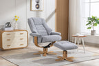 Dove Fabric Swivel Recliner Chair with Footstool Star Base - Home Furniture Interiors