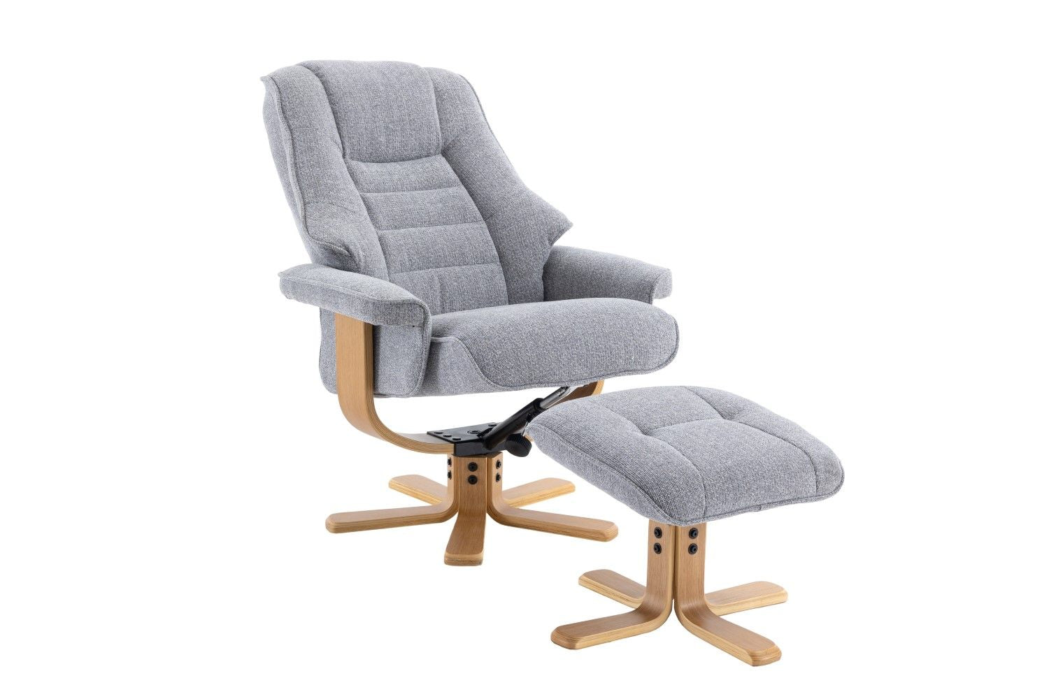 Dove Fabric Swivel Recliner Chair with Footstool Star Base - Home Furniture Interiors