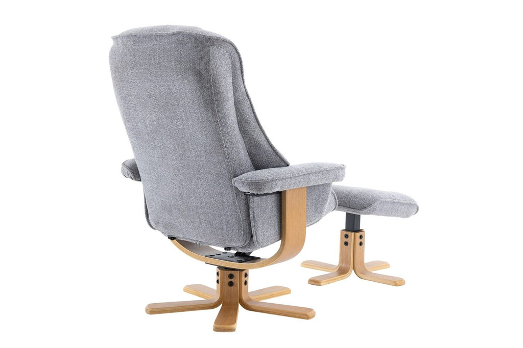 Dove Fabric Swivel Recliner Chair with Footstool Star Base - Home Furniture Interiors