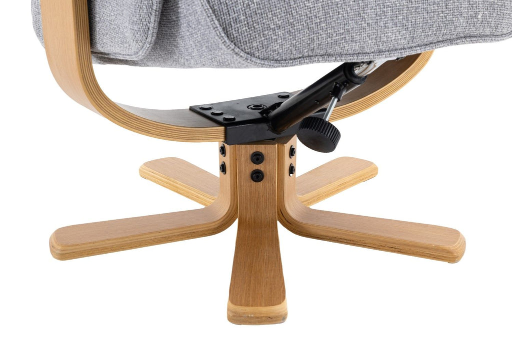 Dove Fabric Swivel Recliner Chair with Footstool Star Base - Home Furniture Interiors