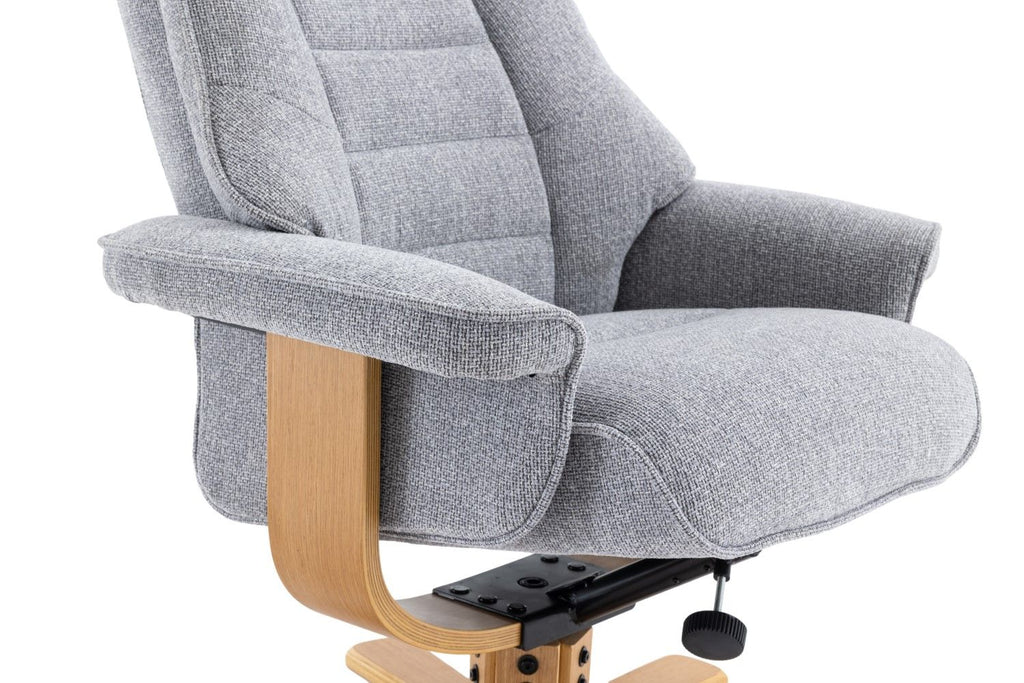 Dove Fabric Swivel Recliner Chair with Footstool Star Base - Home Furniture Interiors