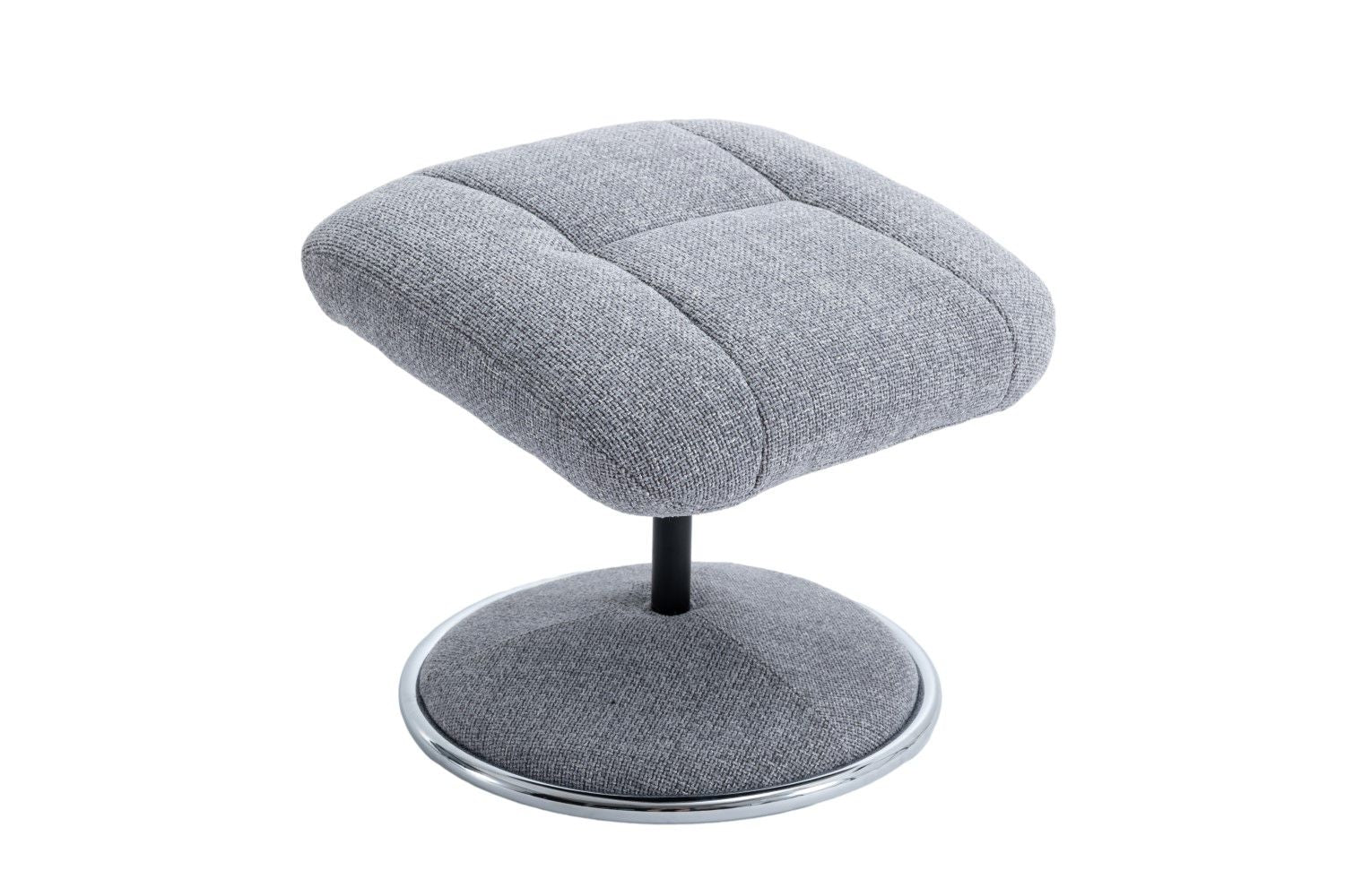 Dove Grey Fabric Swivel Recliner and Footstool Chrome Trim