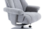 Dove Grey Fabric Swivel Recliner and Footstool Chrome Trim - Home Furniture Interiors