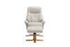 DUBAI Plush PU Mushroom Mid Oak Swivel Recliner And Footstool