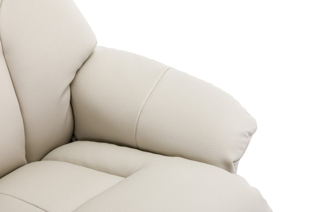 Mushroom Leather Effect Swivel Recliner Footstool Oak Base