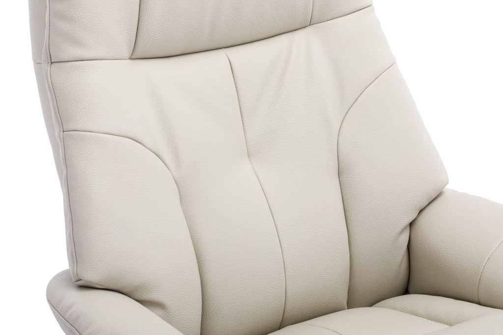 Mushroom Leather Effect Swivel Recliner Footstool Oak Base