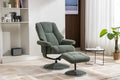 Fern Fabric Swivel Recliner and Footstool Chrome Trimmed