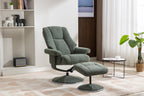 Fern Fabric Swivel Recliner and Footstool Chrome Trimmed