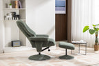 Fern Fabric Swivel Recliner and Footstool Chrome Trimmed - Home Furniture Interiors