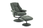 Fern Fabric Swivel Recliner and Footstool Chrome Trimmed - Home Furniture Interiors