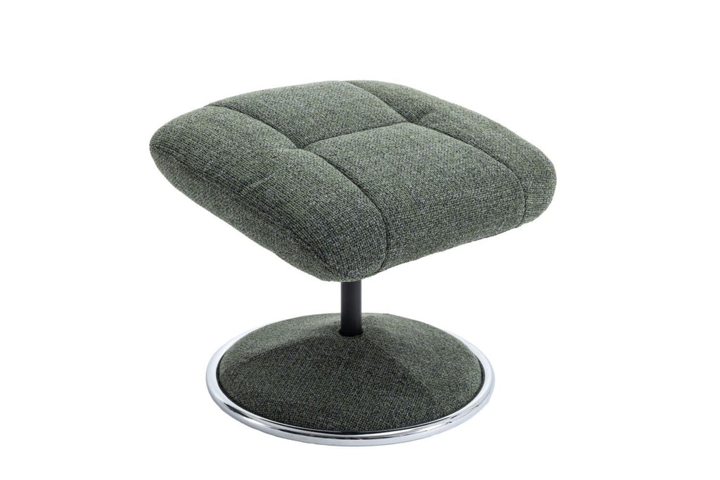 Fern Fabric Swivel Recliner and Footstool Chrome Trimmed