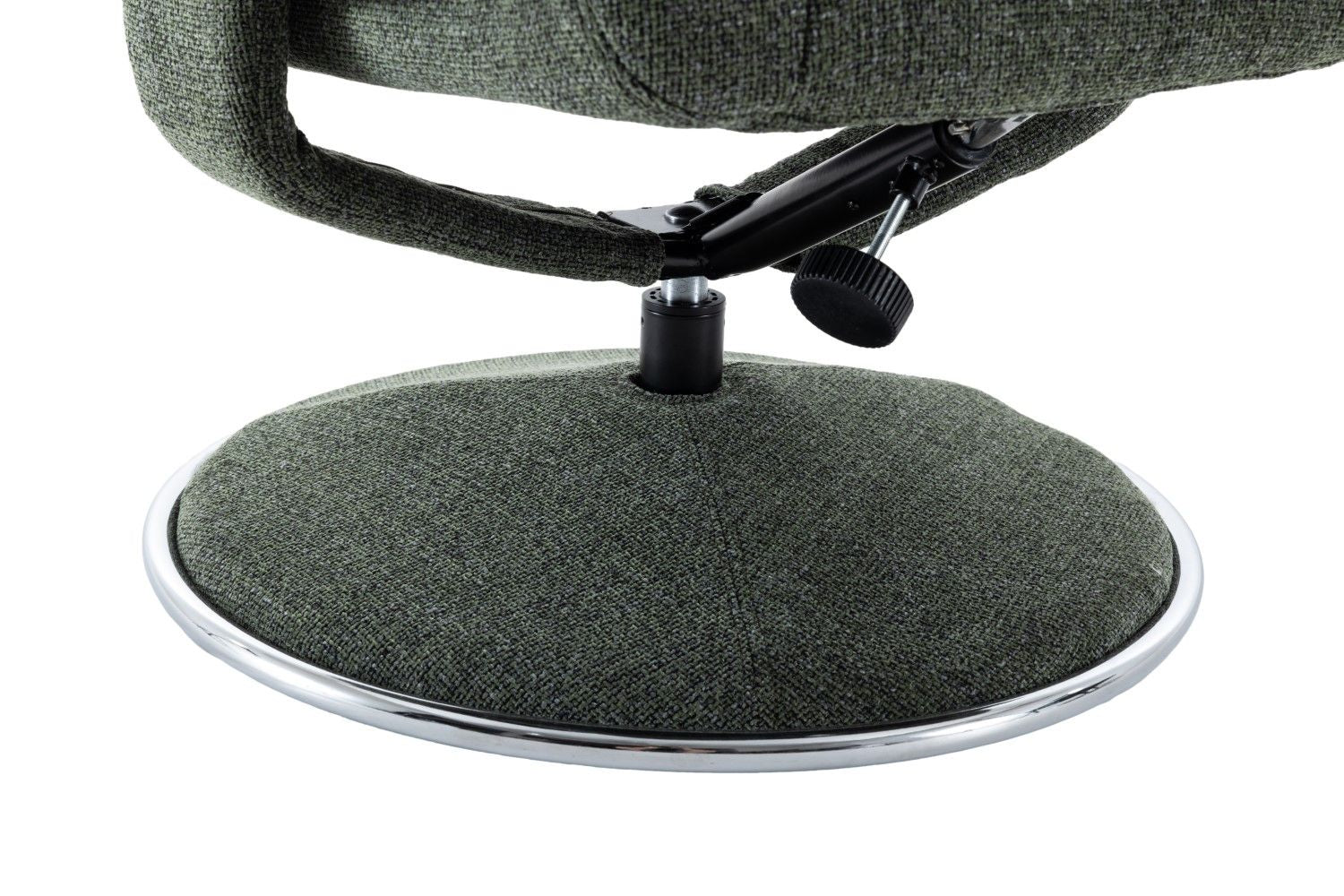 Fern Fabric Swivel Recliner and Footstool Chrome Trimmed