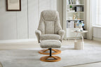 Frost Fabric Large Swivel Recliner Chair With Footstool - Home Furniture Interiors