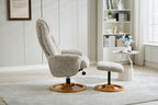Frost Fabric Large Swivel Recliner Chair With Footstool - Home Furniture Interiors