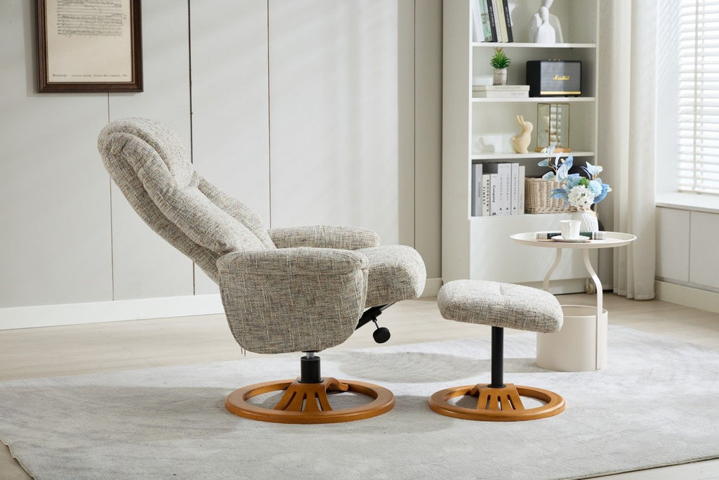 Frost Fabric Large Swivel Recliner Chair With Footstool