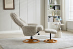 Frost Fabric Large Swivel Recliner Chair With Footstool - Home Furniture Interiors