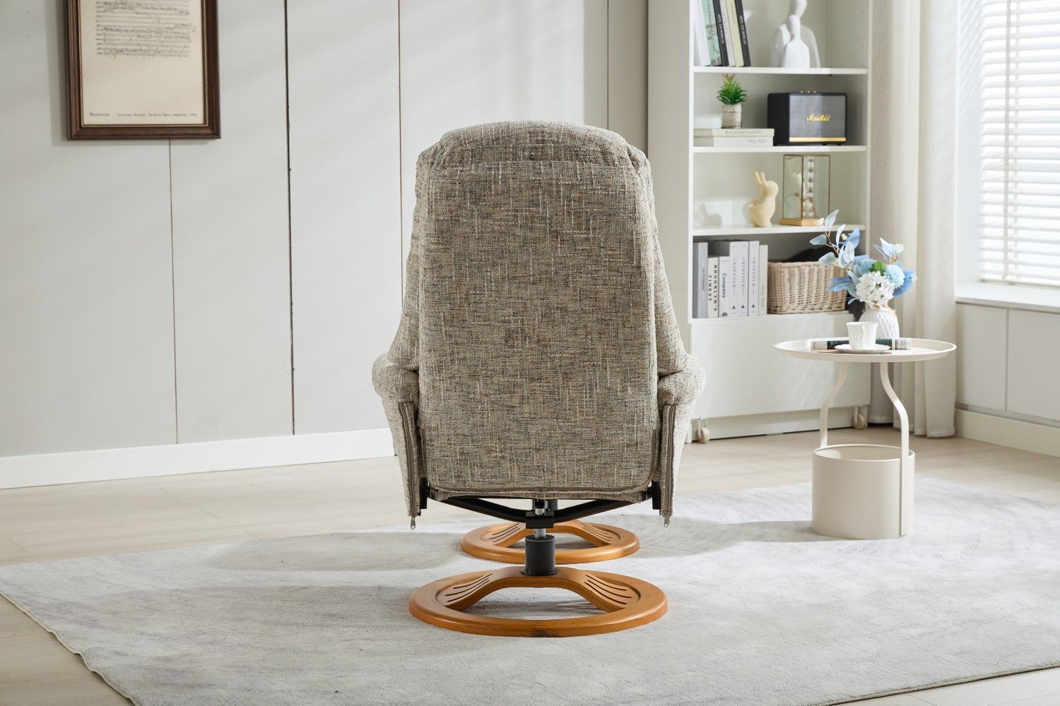 Frost Fabric Large Swivel Recliner Chair With Footstool