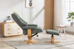 Green Fabric Swivel Recliner Chair with Footstool Star Base - Home Furniture Interiors