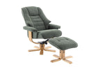 Green Fabric Swivel Recliner Chair with Footstool Star Base - Home Furniture Interiors