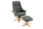 Green Fabric Swivel Recliner Chair with Footstool Star Base - Home Furniture Interiors