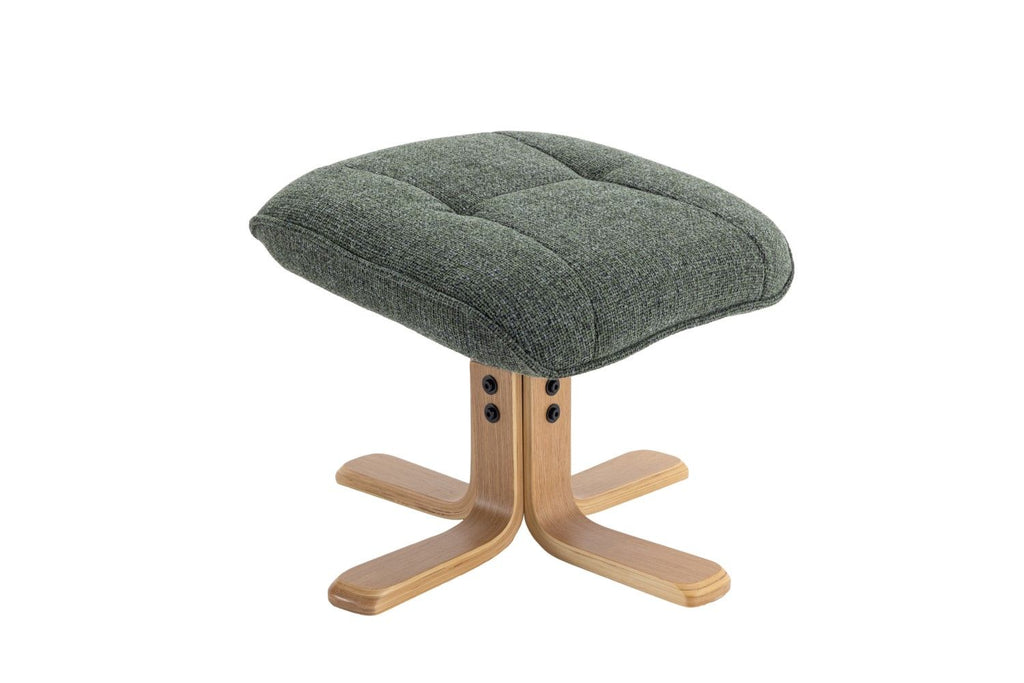 Green Fabric Swivel Recliner Chair with Footstool Star Base - Home Furniture Interiors