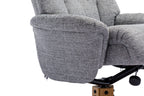 Grey Fabric Mid Oak Swivel Recliner Chair with Footstool - Home Furniture Interiors