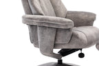 Grey Fabric Relaxing Swivel Recliner Armchair and Footstool - Home Furniture Interiors