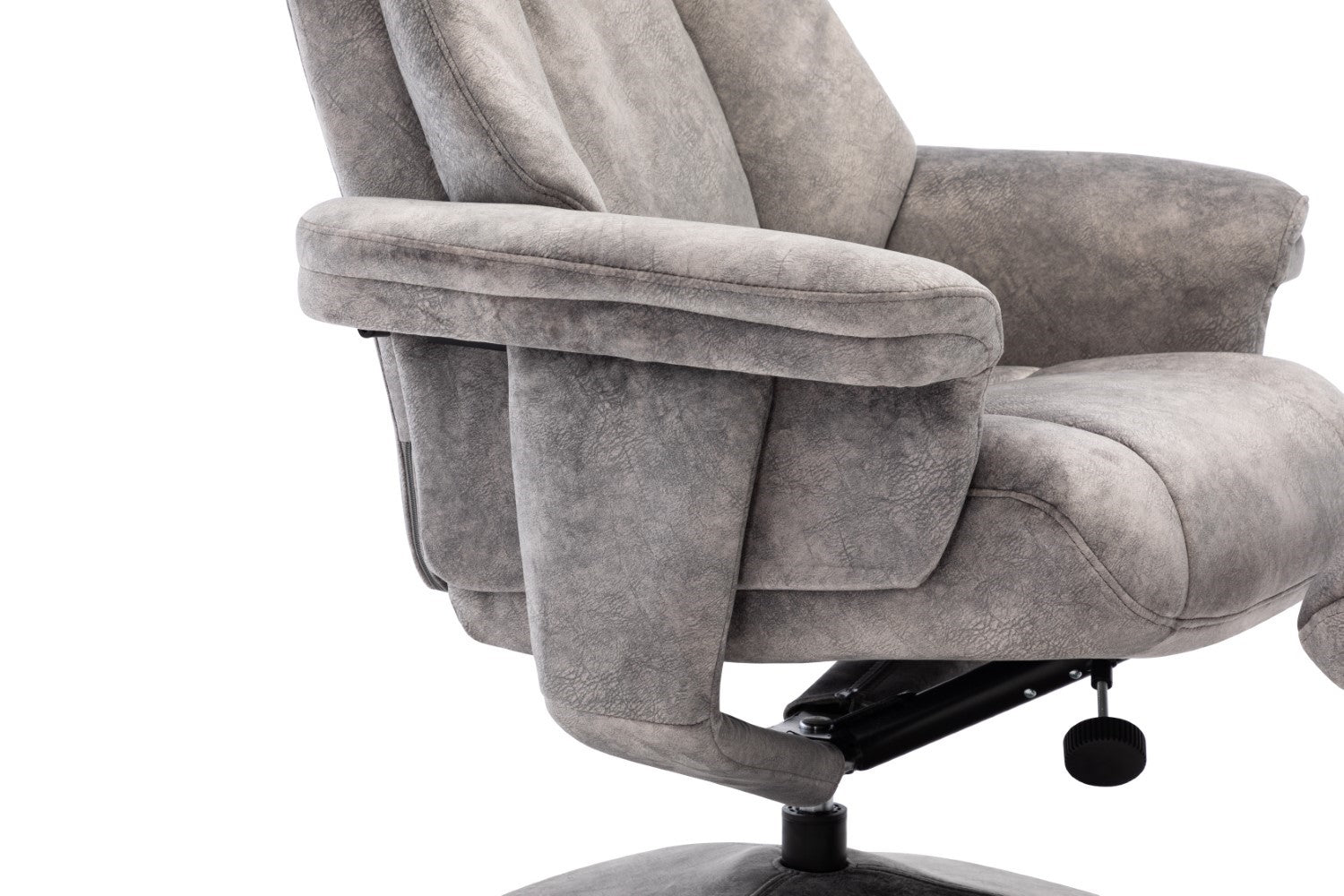 Grey Fabric Relaxing Swivel Recliner Armchair and Footstool