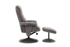 Grey Fabric Relaxing Swivel Recliner Armchair and Footstool - Home Furniture Interiors