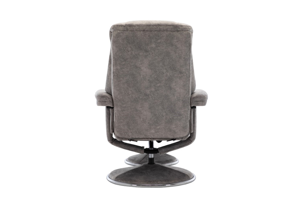 Grey Fabric Relaxing Swivel Recliner Armchair and Footstool