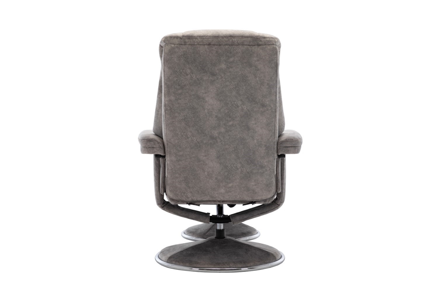 Grey Fabric Relaxing Swivel Recliner Armchair and Footstool