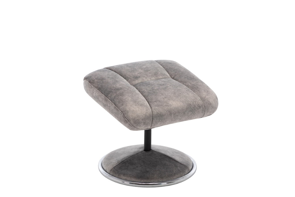 Grey Fabric Relaxing Swivel Recliner Armchair and Footstool