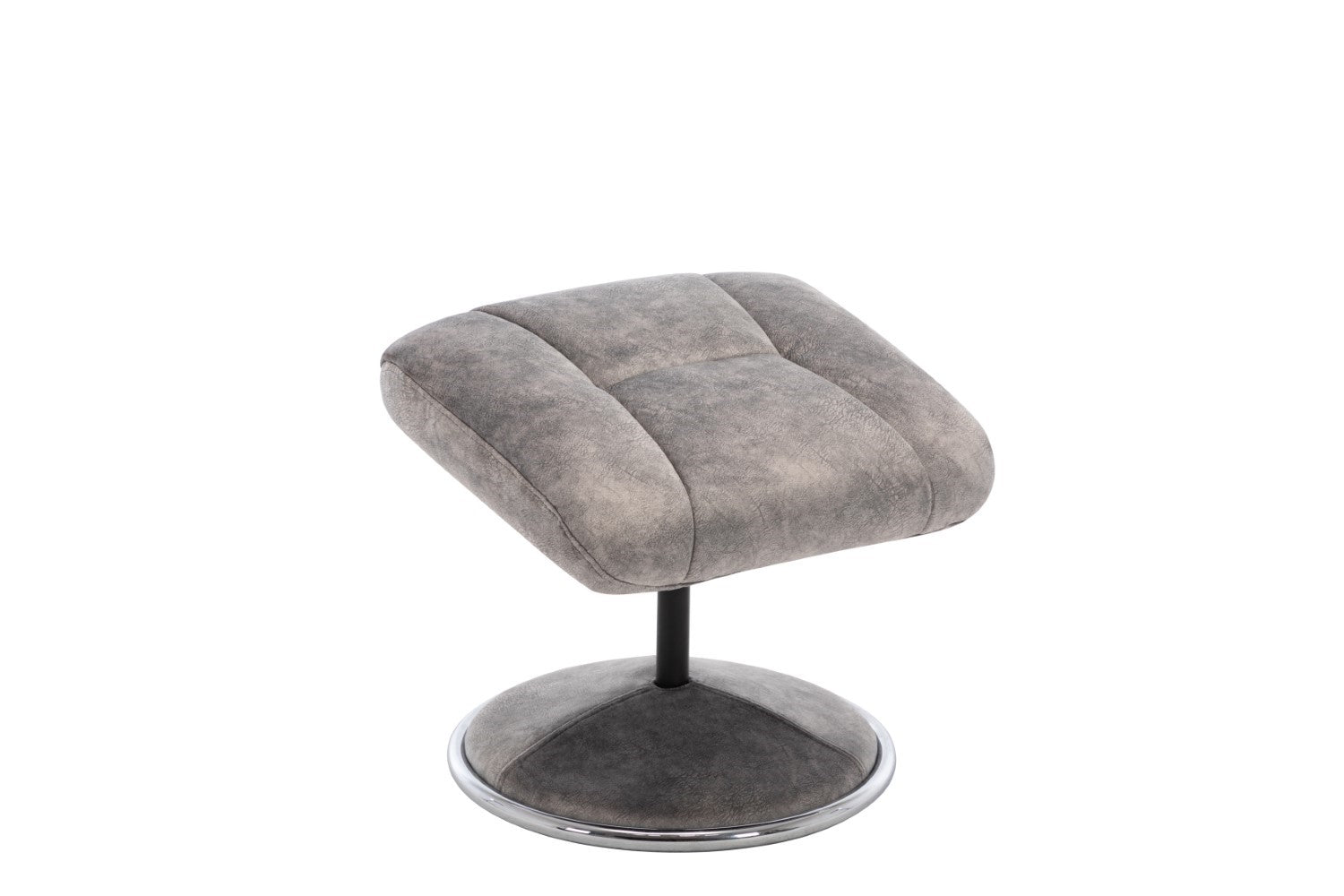 Grey Fabric Relaxing Swivel Recliner Armchair and Footstool