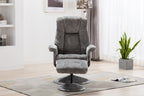 Grey Fabric Relaxing Swivel Recliner Armchair and Footstool - Home Furniture Interiors