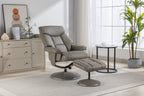 Grey Leather Effect Trim Swivel Recliner with Footstool - Home Furniture Interiors