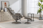 Grey Leather Effect Trim Swivel Recliner with Footstool - Home Furniture Interiors