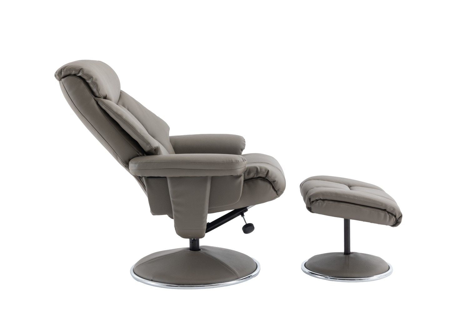 Grey Leather Effect Trim Swivel Recliner with Footstool