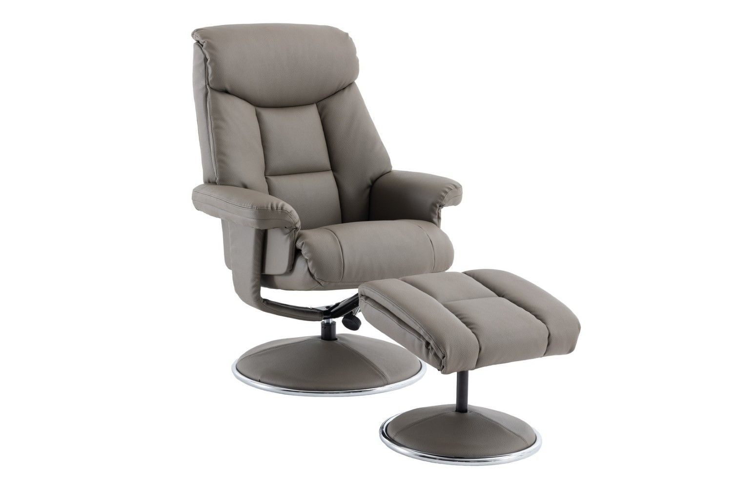 Grey Leather Effect Trim Swivel Recliner with Footstool
