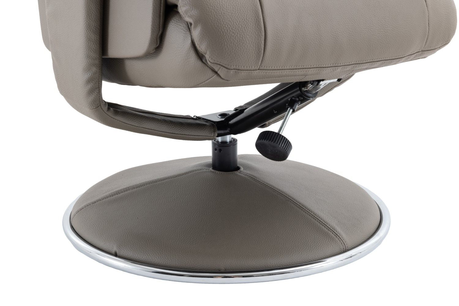 Grey Leather Effect Trim Swivel Recliner with Footstool