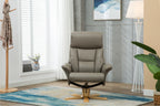 Grey Leather Swivel Recliner Armchair with Footstool - Home Furniture Interiors
