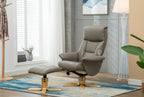 Grey Leather Swivel Recliner Armchair with Footstool - Home Furniture Interiors
