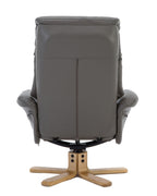 Grey Leather Swivel Recliner Armchair with Footstool - Home Furniture Interiors