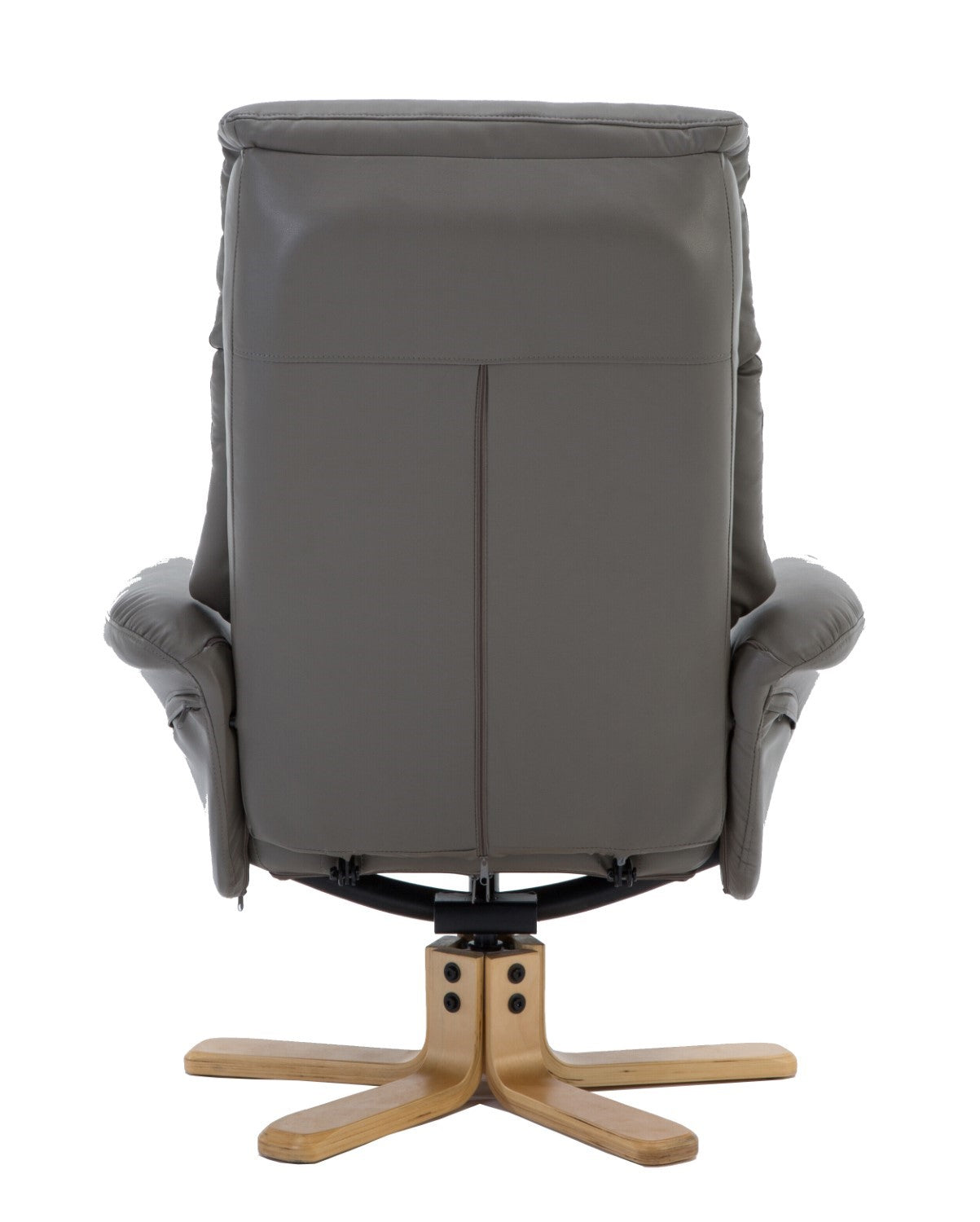 Grey Leather Swivel Recliner Armchair with Footstool