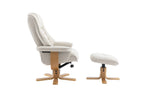 Hessian Fabric Swivel Recliner with Footstool Mid Oak Frame - Home Furniture Interiors