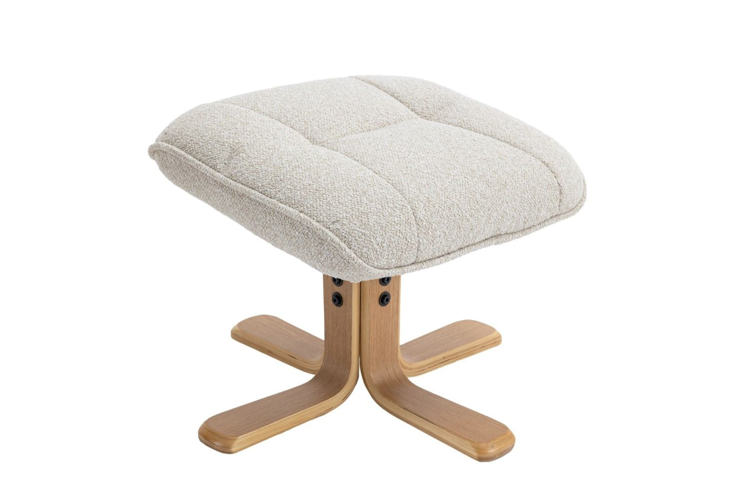 Hessian Fabric Swivel Recliner with Footstool Mid Oak Frame