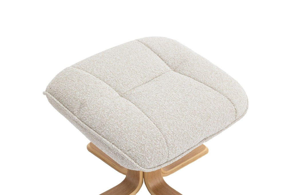 Hessian Fabric Swivel Recliner with Footstool Mid Oak Frame